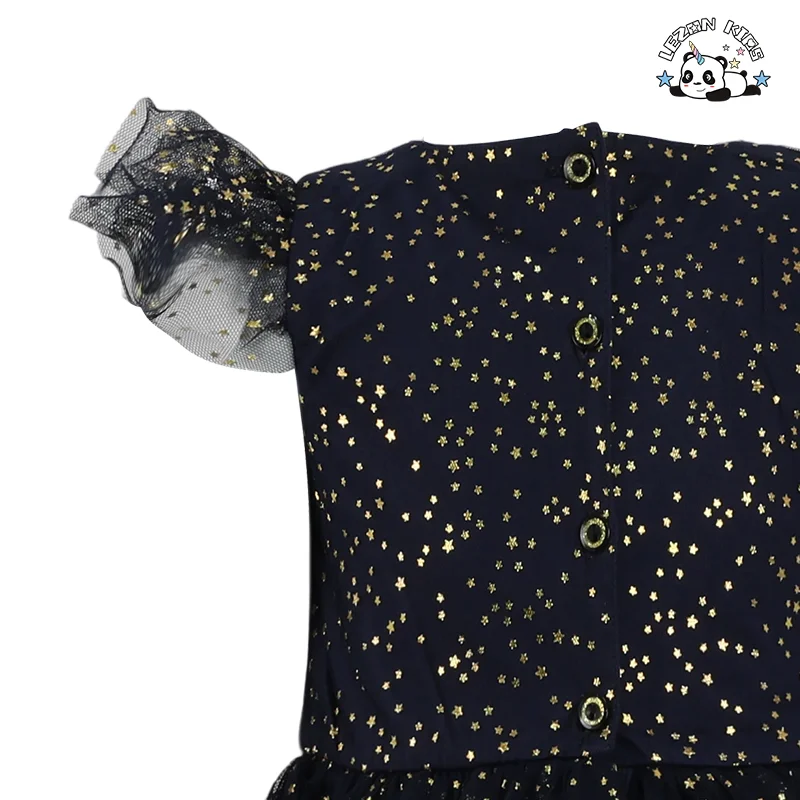LEZONKIDS - Vestido de Malha com Estrelas Impressas e Forro de Algodão para Meninas, Saia de Princesa de Verão Personalizável, Roupas Infantis